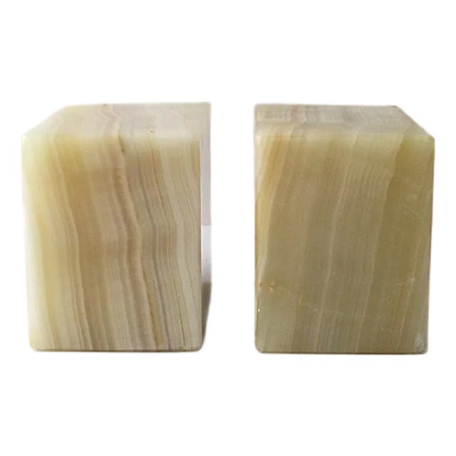 Italian Onyx Marble Bookends, Pair For Sale