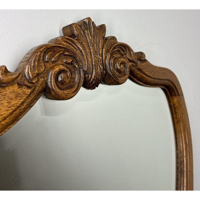 French Wall Mirror with Ornate Carved Oak Frame For Sale - Image 5 of 9