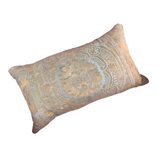 Vintage Green Fortuny Cotton Green Pillow For Sale