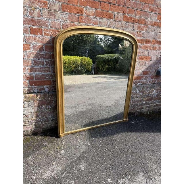 Glass Large Antique 19th Century English Arched Top Git Overmantle Mirror For Sale - Image 7 of 8