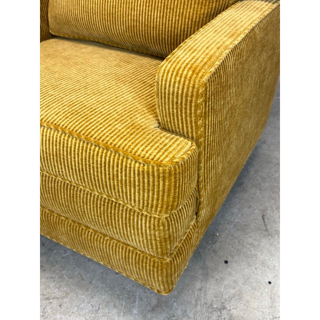 Mustard 1960’s Mid Century Modern Milo Baughman Style Swivel Lounge Chair in Corduroy Restored For Sale - Image 8 of 12