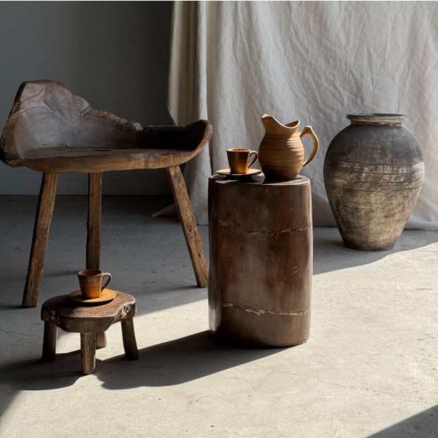 Stone Side Table in Brown Petrified Wood, 1980s For Sale - Image 7 of 18