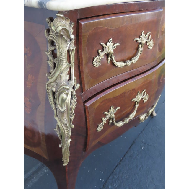 French Marble Top Bombay Serpentine Inlay Commode Dresser Bathroom Vanity 6435a For Sale - Image 13 of 17