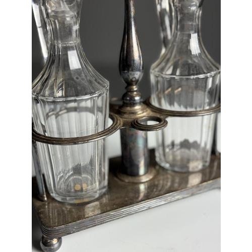 Oil and Vinegar Set in Silver-Plated Metal, Set of 3 For Sale - Image 8 of 15