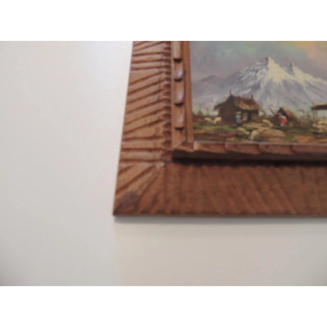 Small Oil Painting of Ecuadorian Volcano "Chimborazo" on Wood Frame. Size: 7" w x 7"H x .25"D circa 1950 Signed Art size:...