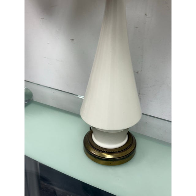 Textile Mid Century Blanc De Chine Table Lamps, Pair For Sale - Image 7 of 12