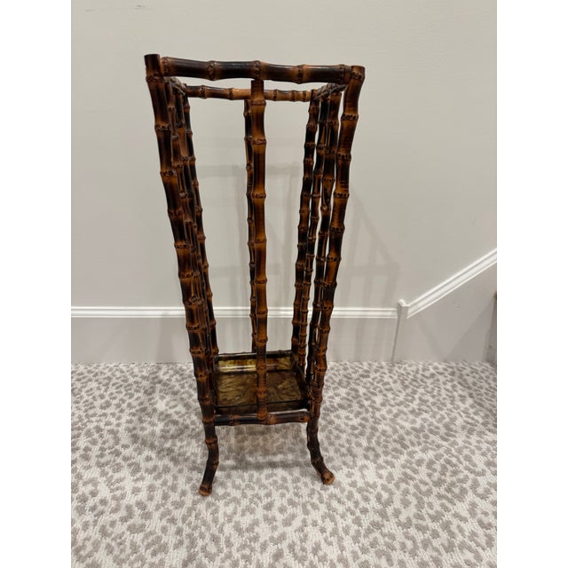 Elegant and timeless real bamboo umbrella stand, purchased in the UK in the early 1970s. Lightweight but quite sturdy. The...