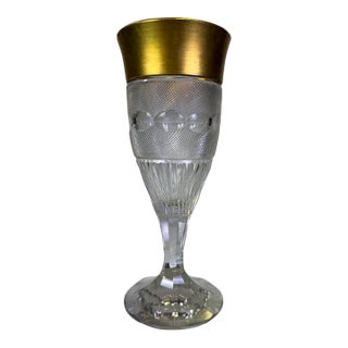 Vintage Moser "Splendid" Crystal Stemware Goblet With 24k Gold Rim For Sale