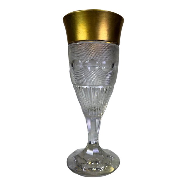 Vintage Moser "Splendid" Crystal Stemware Goblet With 24k Gold Rim For Sale