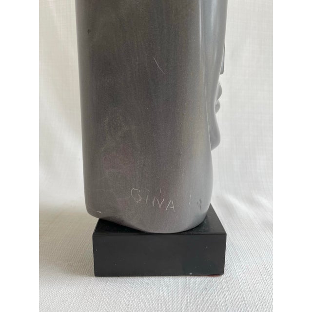 Gray 1970s Gina Schimel Face Sculpture For Sale - Image 8 of 9