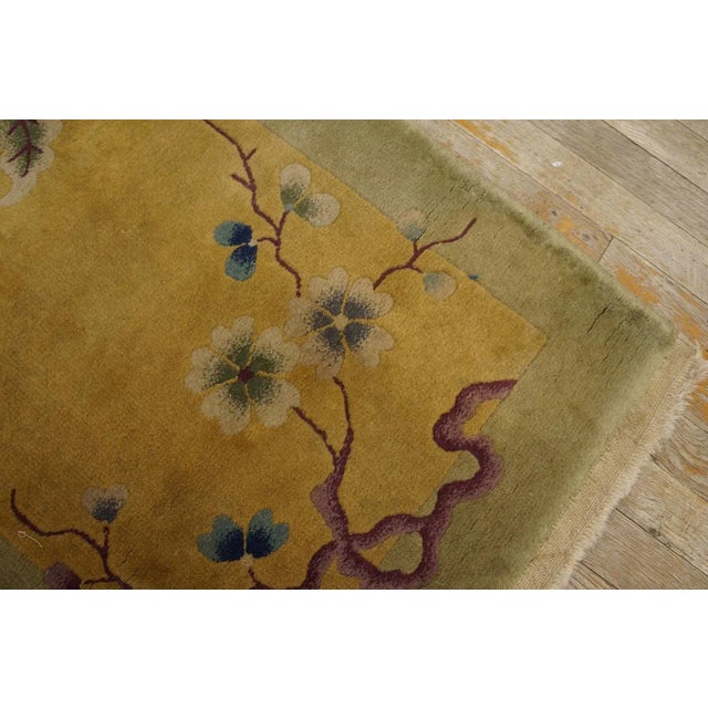 1920s 1920s Goldenord Floral Antique Chinese Art Deco Carpet 2' X 3' Knotted Wool Rug For Sale - Image 5 of 9