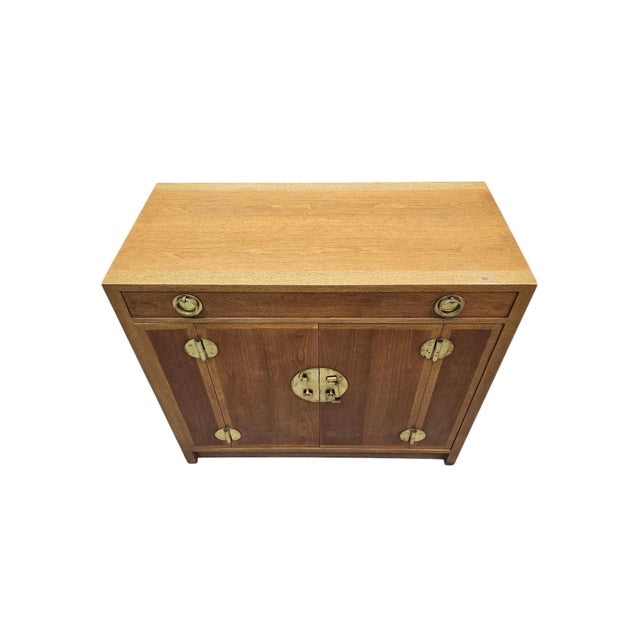 Brown Vintage Chinese Elm Campaign-Style Cabinet With Brass Hardware For Sale - Image 8 of 11
