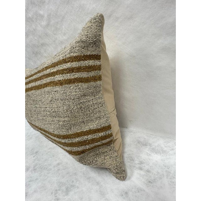 Contemporary Turkish Hemp Pillow Cushion Natural Beige Brown Pillow Cushion Cover 16" x 24" For Sale - Image 3 of 4