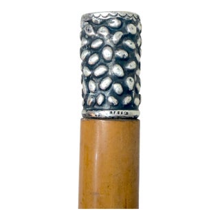 Antique 19th Century RFS & Co. Sterling Silver Malacca Wood Walking Stick Cane For Sale