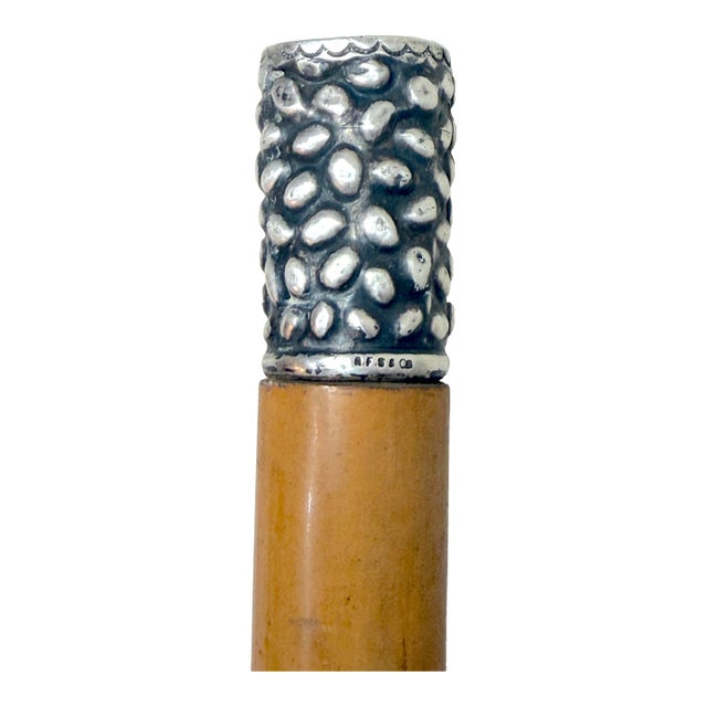 Antique 19th Century RFS & Co. Sterling Silver Malacca Wood Walking Stick Cane For Sale