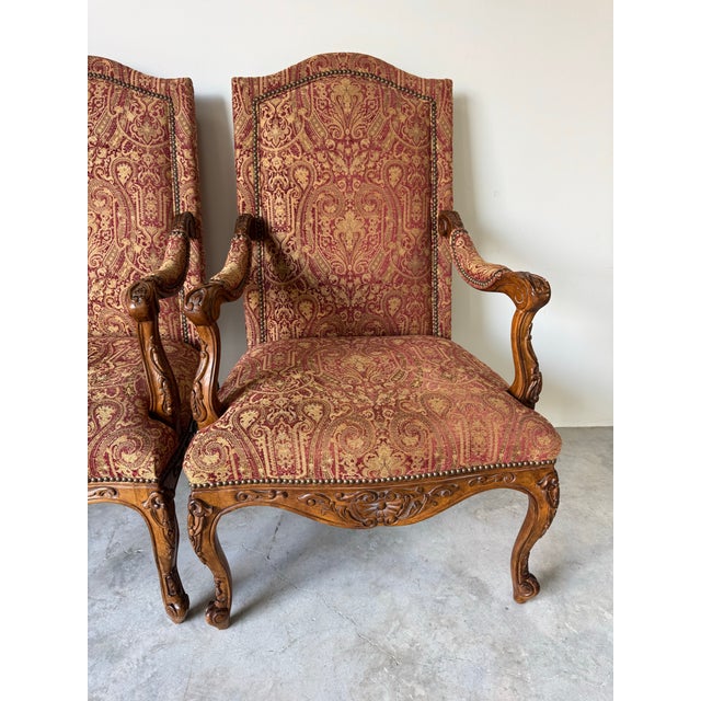 Pair of Vintage French Provincial Louis XV–Style Armchairs by Hickory, Nc/ Sold For Sale - Image 9 of 12
