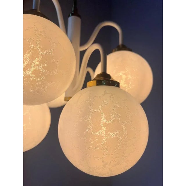 Metal Chandelier with 6 Glass Balls, 1970s For Sale - Image 7 of 11