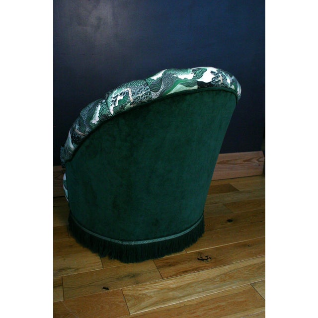 Vintage Fluted Back Chair in Japanese-Inspired Upholstery, 1960s For Sale - Image 6 of 12