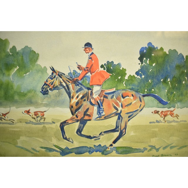 Paul Desmond Brown Huntsman W/ Hounds C1947 Watercolor For Sale In New York - Image 6 of 8