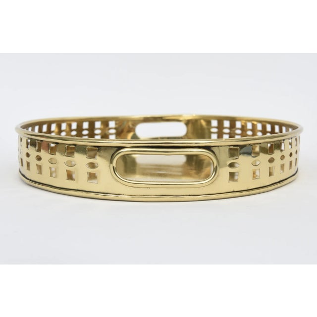 Vintage Brass Square Perforated Serving Tray Barware With Handles 80's For Sale In Miami - Image 6 of 10