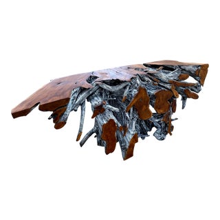 Tropical Teak Hardwood Root Console Table For Sale