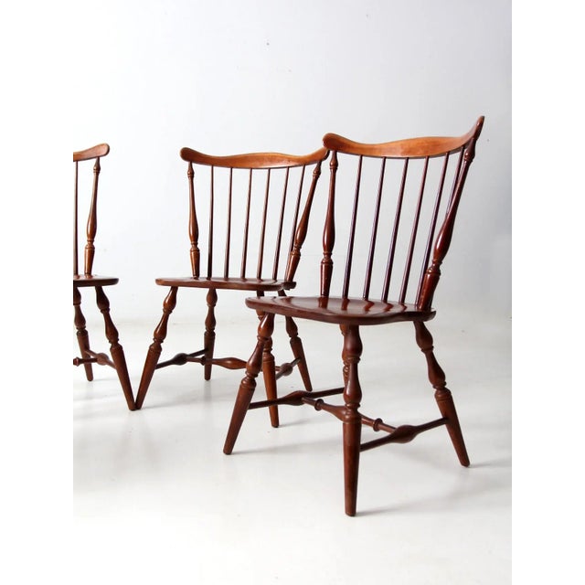 Brown Mid-Century Windsor Dining Chairs Set of 4 For Sale - Image 8 of 13