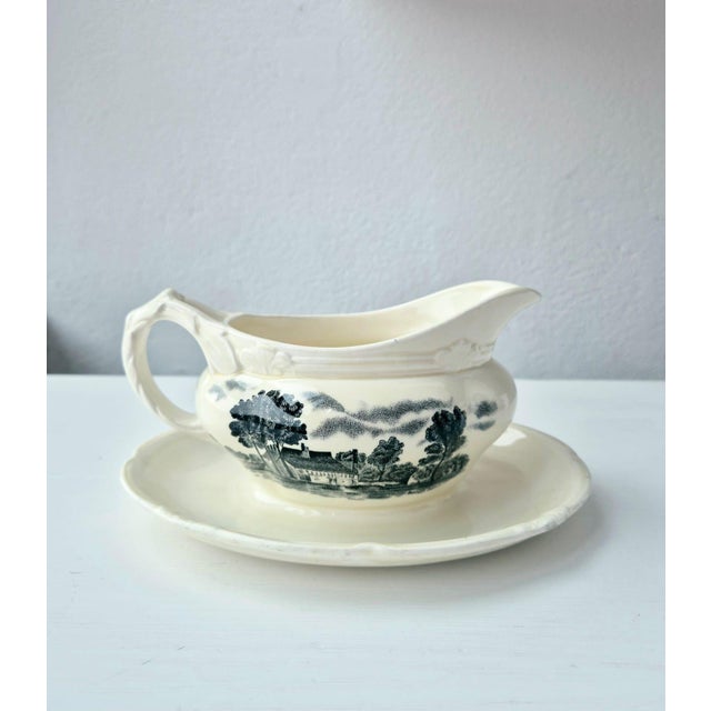 Rustic Vintage English Transferware Gravy Boat by Grindley, 1940s For Sale - Image 3 of 9