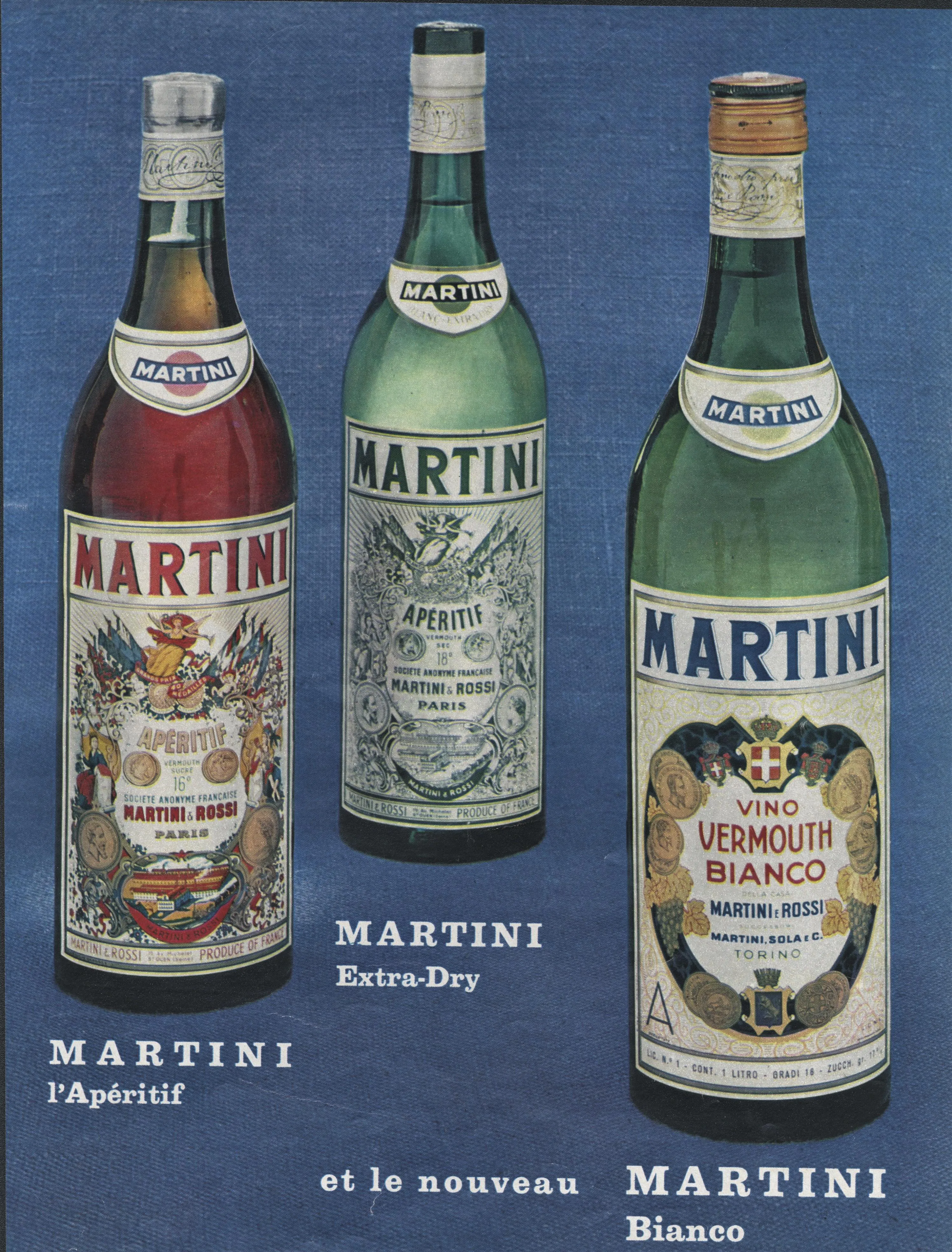 1963 Mid-Century French Martini Alcohol Advertiement Print | Chairish