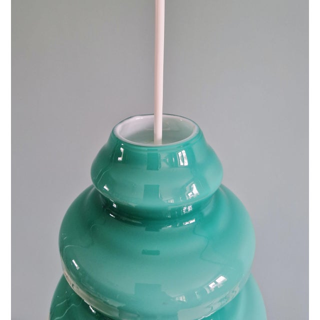 Space Age Pendant Light in Blue-Green Opaline Glass, 1960s For Sale - Image 7 of 13