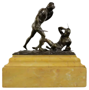19th Century Italian Bronze Sculpture of Gladiators with Marble Base
