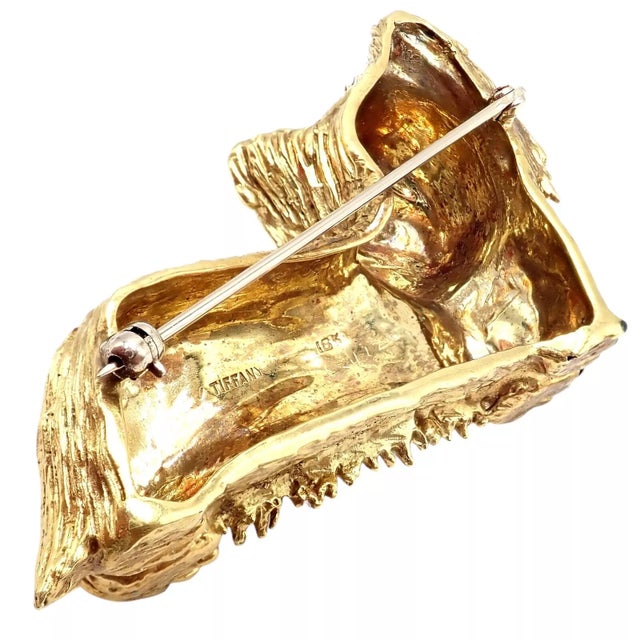 Vintage Tiffany & Co. Yellow Gold Enamel Dog Terrier Brooch Pin 1960's For Sale - Image 9 of 11