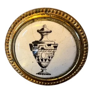Antique 19th Century Bilston / Battersea Enamel Mirror Support or Curtain Tie Back Featuring an Urn