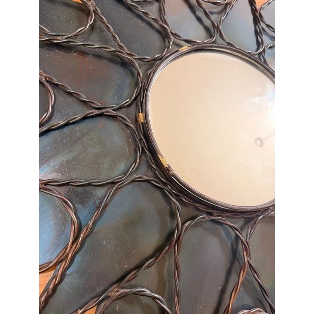 Metal Mid 20th Century French Sunburst Brutalist Mirror in the Style of Line Vautrin For Sale - Image 7 of 9
