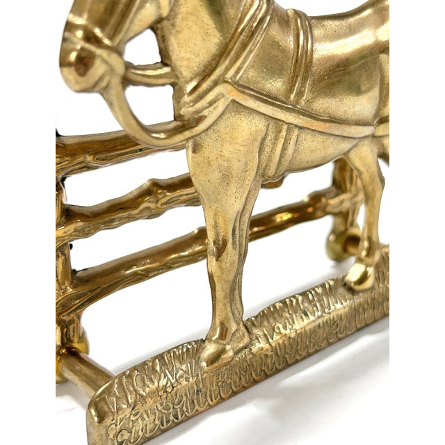Brass Vintage Brass Horse Letter Holder Mail Rack Equestrian Desk Decor Perseverantia Omnia Vincit For Sale - Image 8 of 9