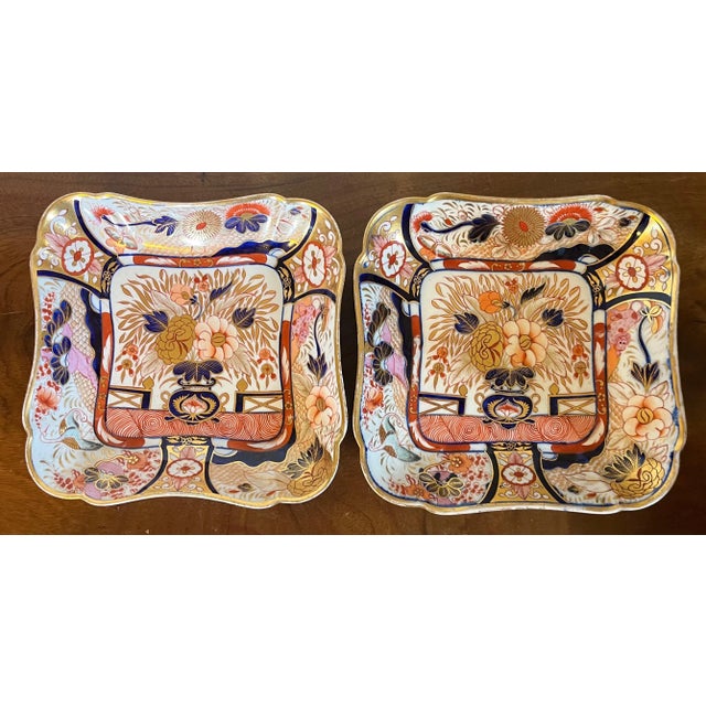 Early 19th Century Coalport Porcelain Square Dishes Decorated in an Imari Palette Circa 1805 - a Pair For Sale - Image 12 of 12