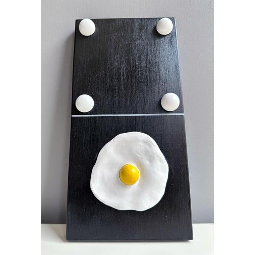 Vera Vizzi, Modular Domino Wall Sculpture with Fried Egg Motif, 2026, Foam Clay on Wood For Sale - Image 4 of 10