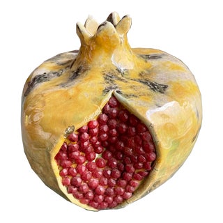 Handmade Collectible Clay Pomegranate Sculpture For Sale