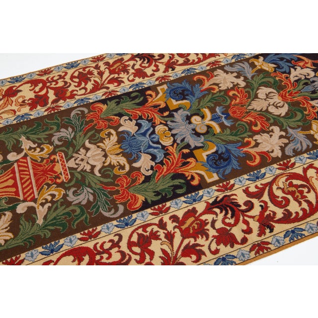 1960s Vintage Needlepoint Handmade Geometric Multicolor Wool Rug For Sale In New York - Image 6 of 7