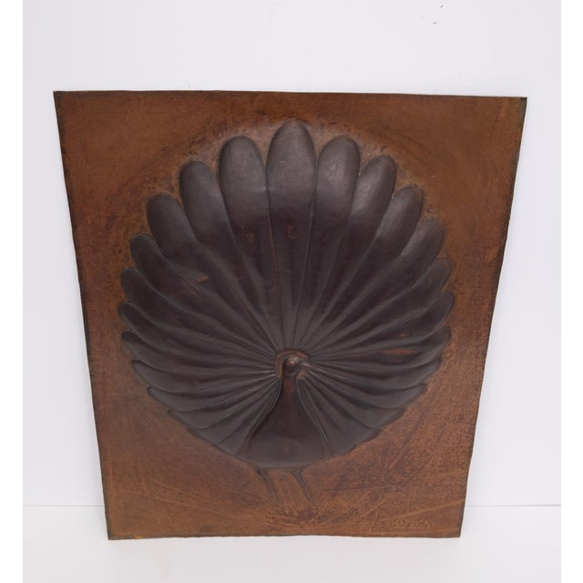 Peacock Hammered Into a Sheet of Copper, Zambia, 1970s For Sale - Image 10 of 11
