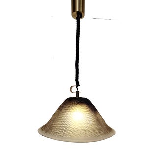 Vintage Ceiling Lamp with Tinted Relief Glass Shade from Peill & Putzler, 1970s For Sale