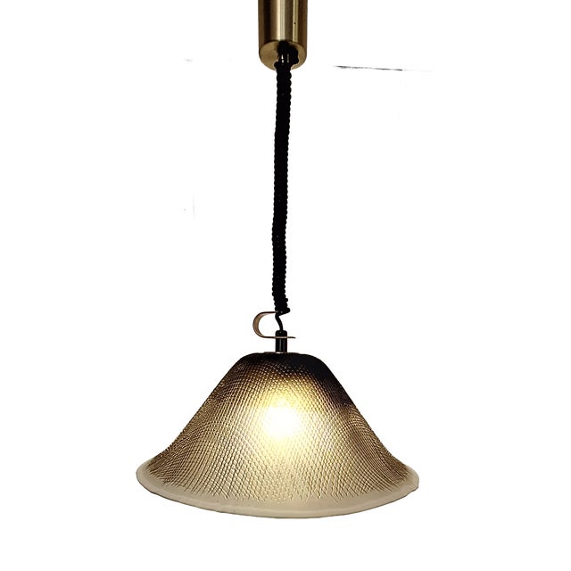 Vintage Ceiling Lamp with Tinted Relief Glass Shade from Peill & Putzler, 1970s For Sale