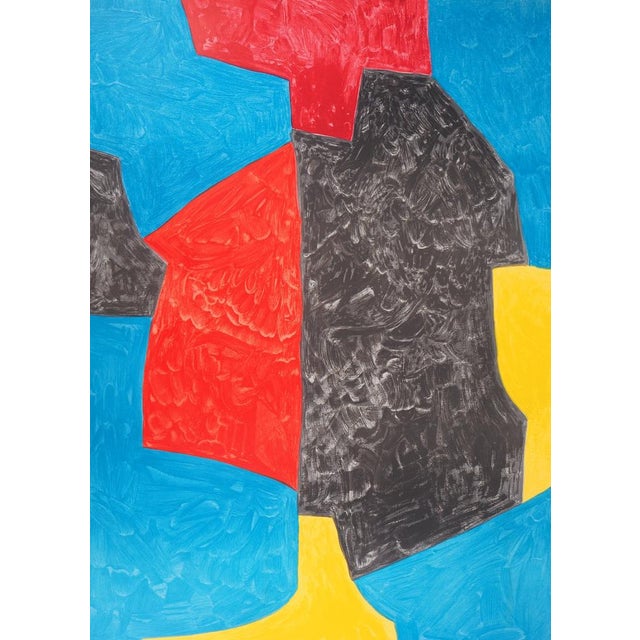 After Serge Poliakoff, Red, Blue and Black Composition, Lithograph For Sale - Image 3 of 8