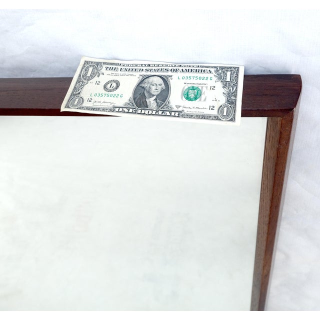 Brown Mid Century Modern 2" Deep Profile Solid Walnut 32x43 Rectangle Wall Mirror MINT For Sale - Image 8 of 15