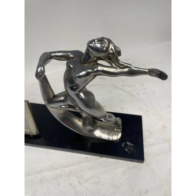 Black Liberty Clock with Metal Sculpture, 1920s For Sale - Image 8 of 13