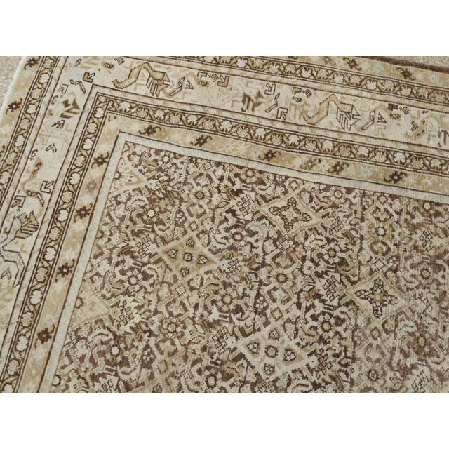 Brown Antique Persian Malayer Carpet For Sale - Image 8 of 12