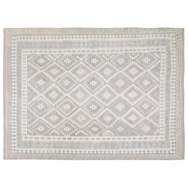 Textile 1990s Afghan Tribal Hand Woven Organic Wool Flatweave/Kilim,8'4"X11'4" For Sale - Image 7 of 7