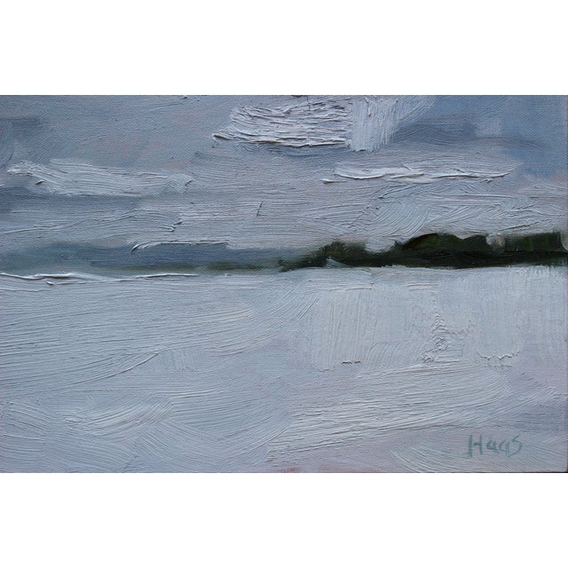White Contemporary Beach Landscape Oil Painting For Sale - Image 8 of 10