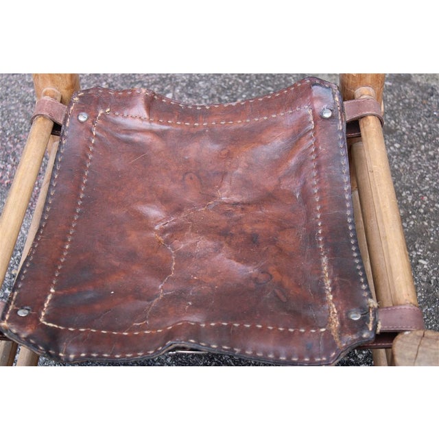 Wood Safari Chairs in Wood and Leather, Italy, 1960s, Set of 2 For Sale - Image 7 of 18