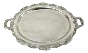 Vintage Poole 400 Lancaster Rose Oval Silver Plated Bar Serving Platter Tray