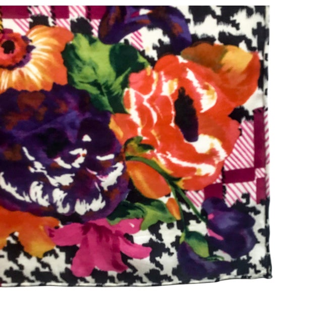 Pure Silk Crepe De Chine Vintage Scarf With Wall Hanging Scarf Holder For Sale - Image 11 of 12